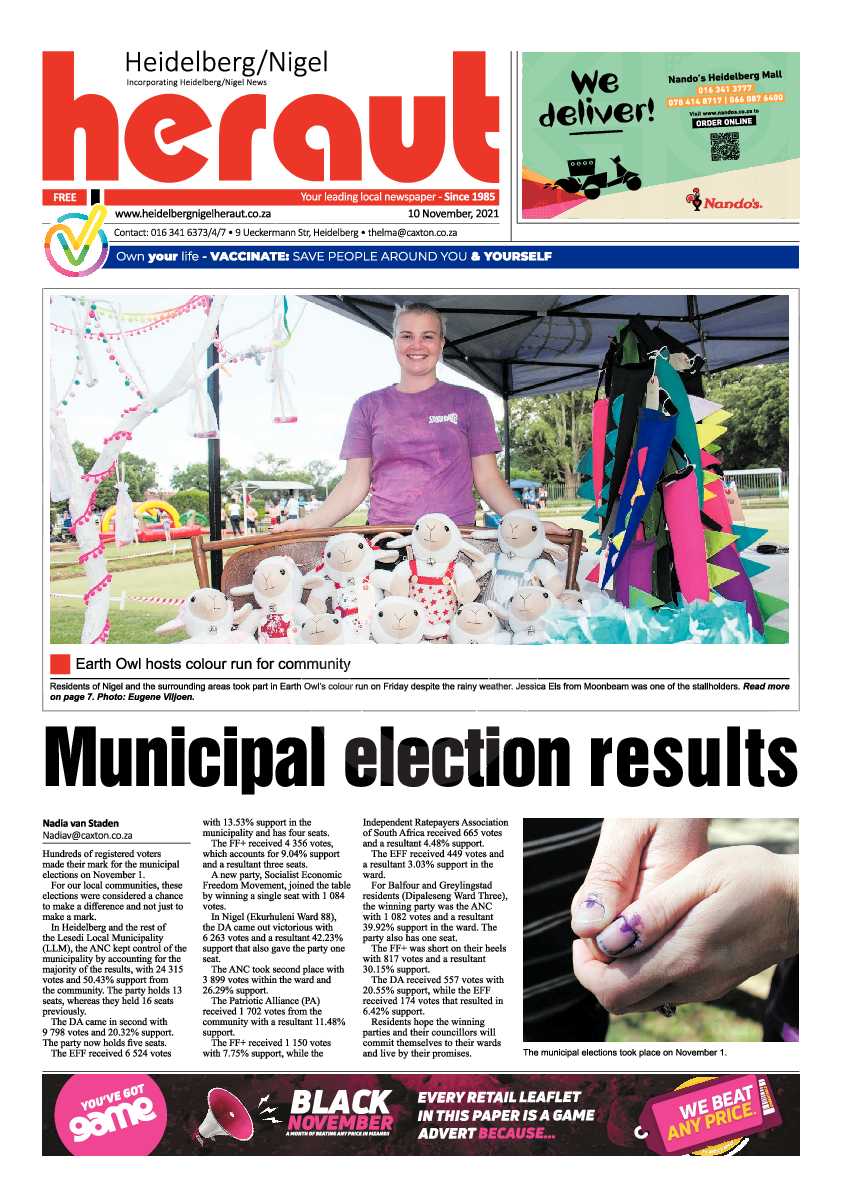 Heidelberg Nigel Herald 10 November 2021 page 1