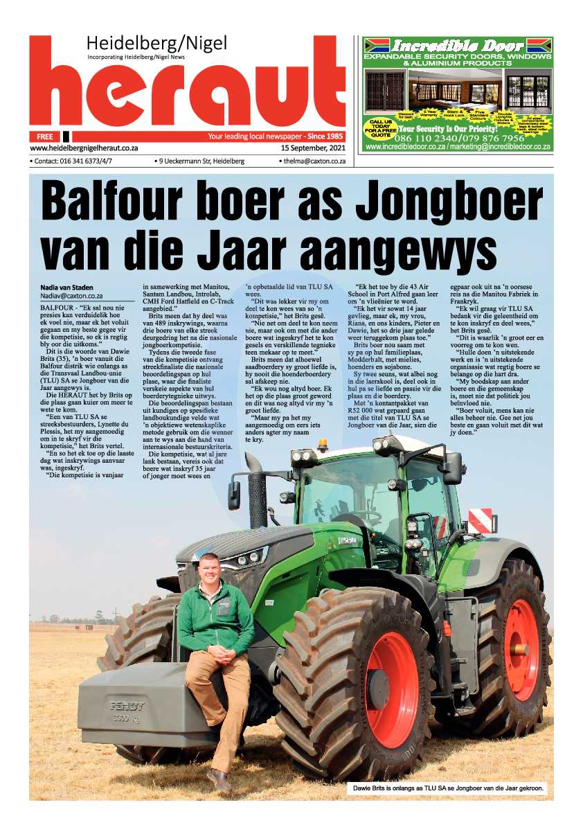 Heidelberg Nigel Herald 15 September 2021 page 1