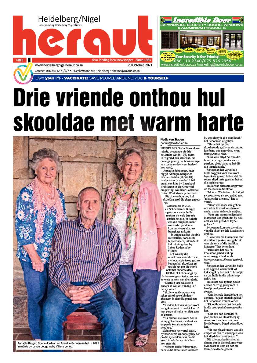 Heidelberg Nigel Herald 20 October 2021 page 1